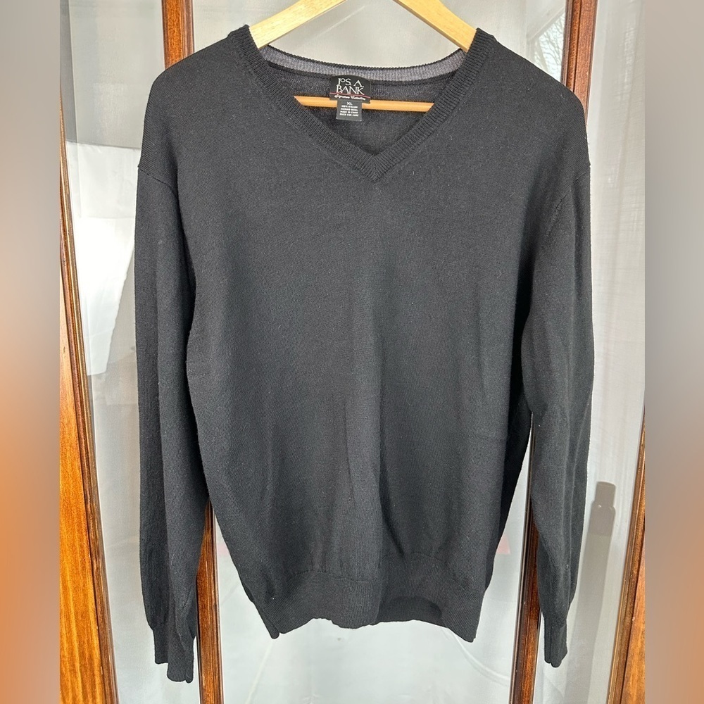 Jos. A. Bank Signature Collection Black 100% Merino Wool Cardigan Sweater Men XL